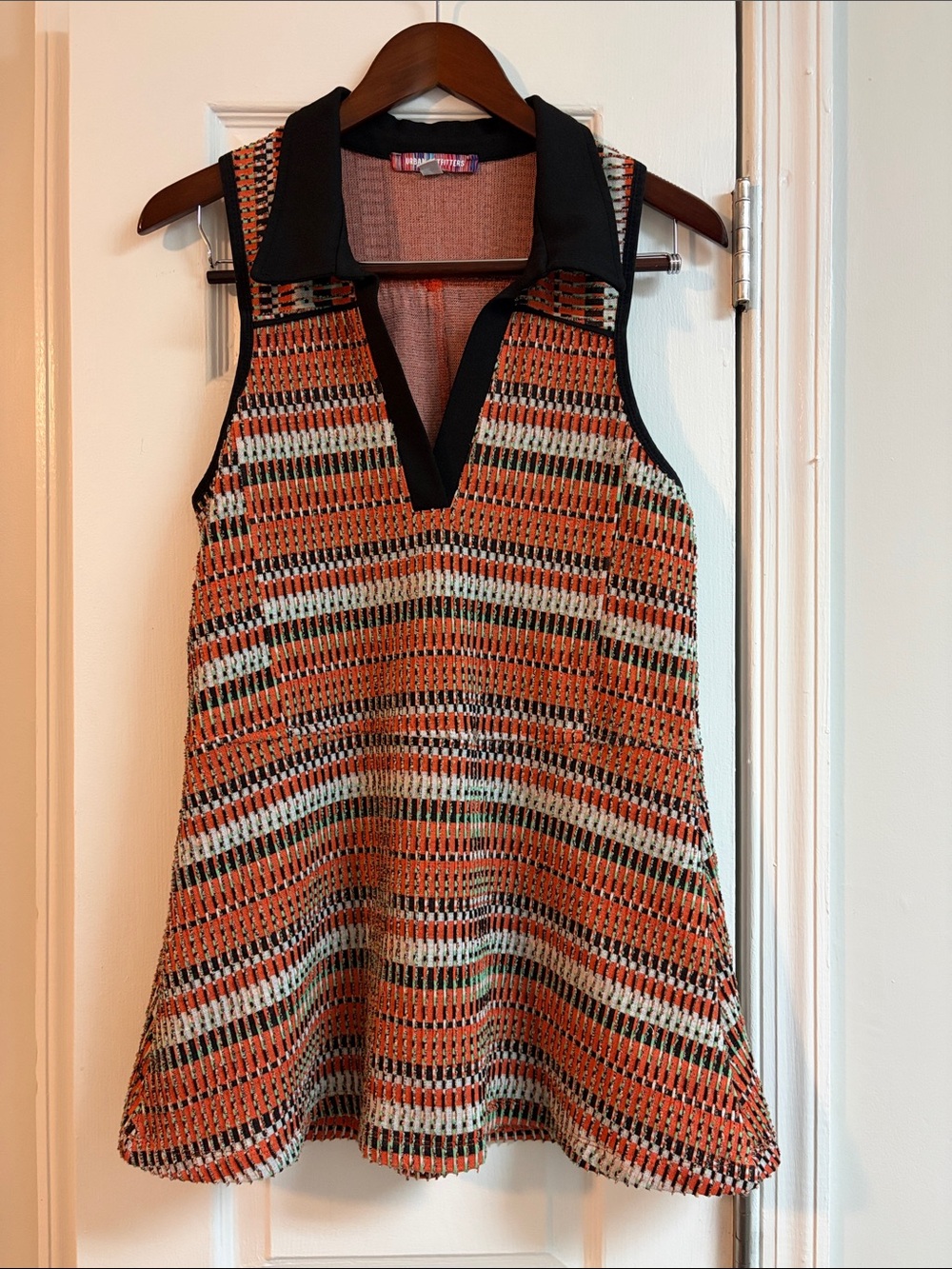Urban Outfitters Striped Knit Top in Black, Orange & Blue